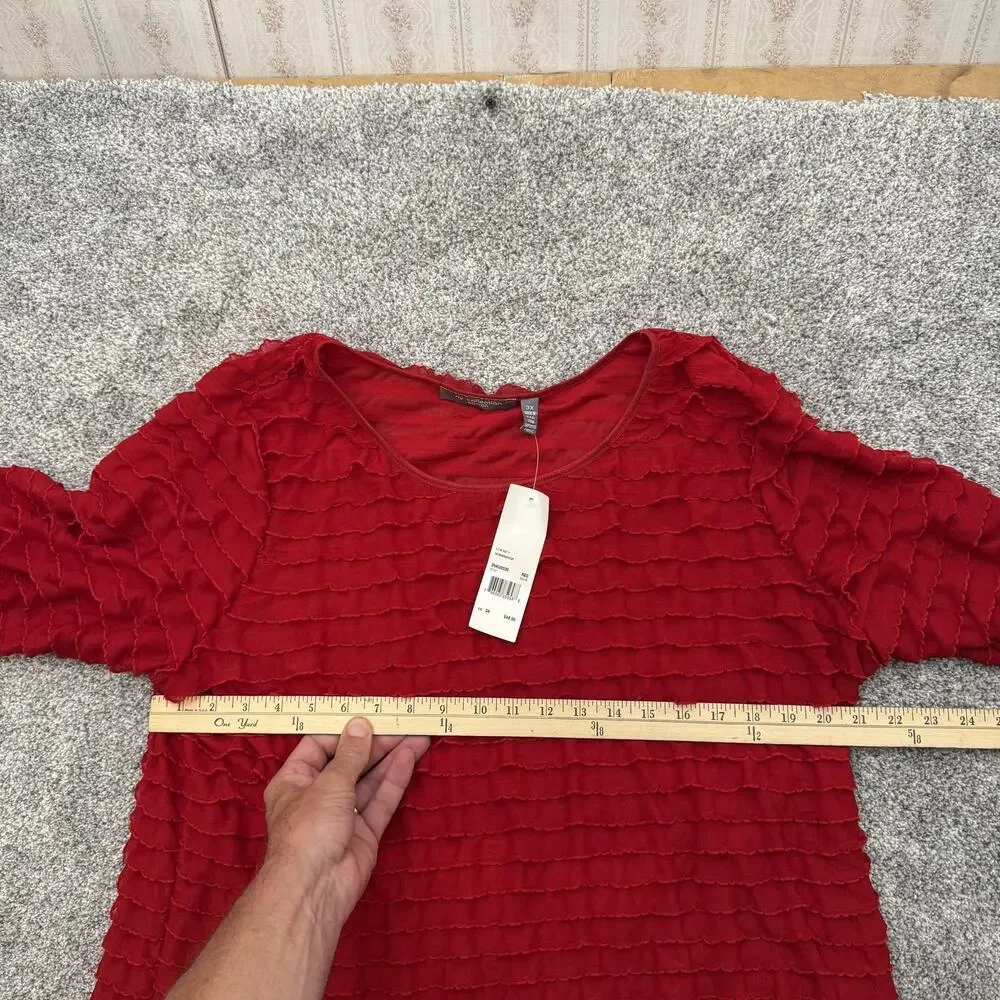 NY Collection Blouse 3X Plus Red Ruffles Holiday Christmas Party Boho Office